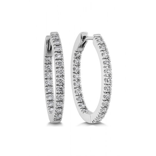 0.47-0.54Ct Diamond Oval Hoop Earrings in 18k White Gold