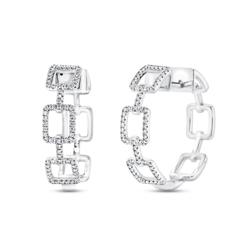 U-Linq 0.33ct Diamond Hoop Earrings in 18K White Gold