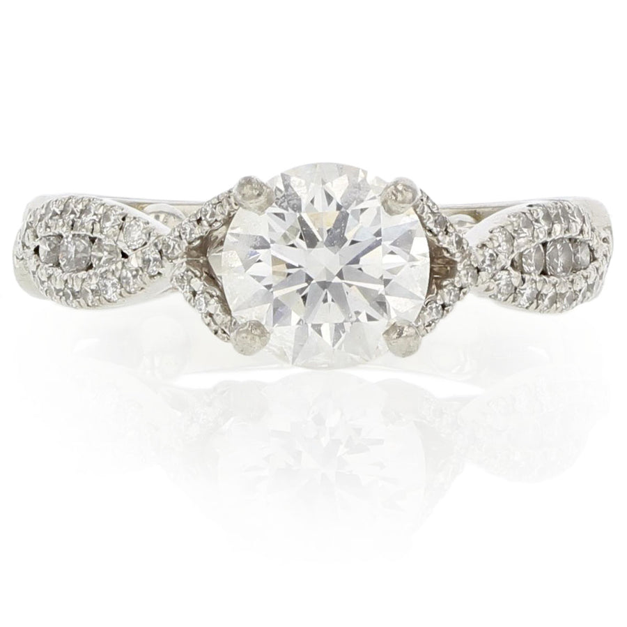PLATINUM 1 ROUND BRILLIANT DIAMOND=1.20CT 7211487460 AND 50 FULL CUT=0.28CT KIRK KARA RING