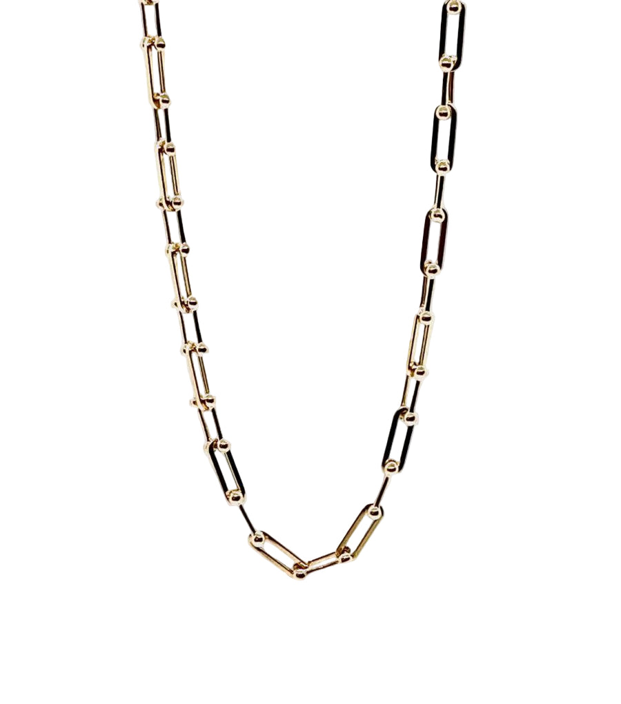 Designer Gold Alternating Paperclip Link and Fancy Link Chain in 18K Yellow Gold, 17"