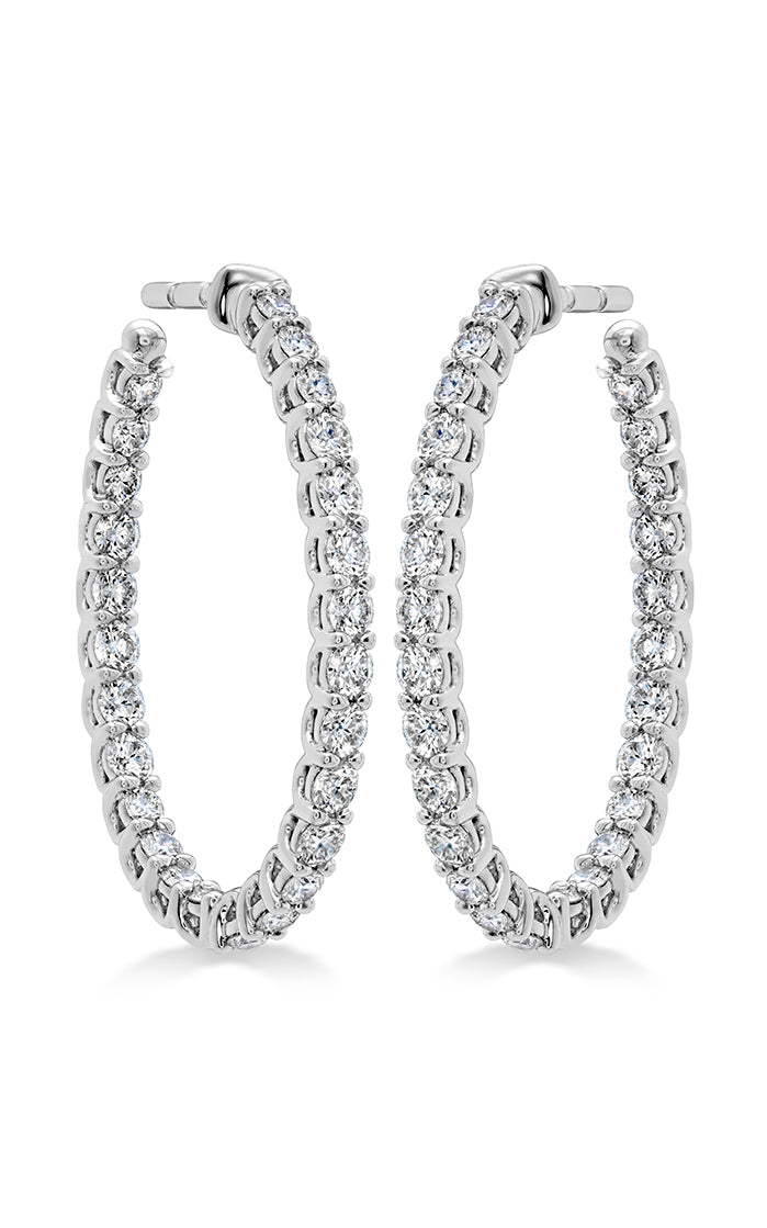 Signature 1.35-1.45ct Diamond Oval Hoop Earrings in 18K White Gold