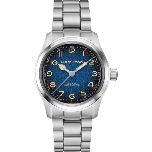 38mm Khaki Field Murph Watch with Blue Dial in Stainless Steel, Bracelet