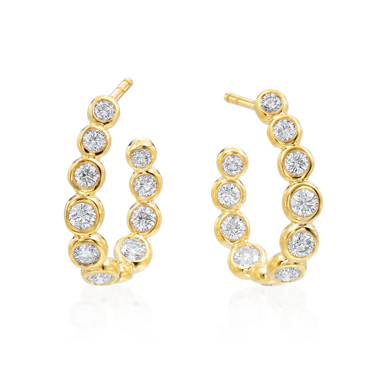 Moonlight Diamond Inside Out Hoop Earrings in 18K Yellow Gold