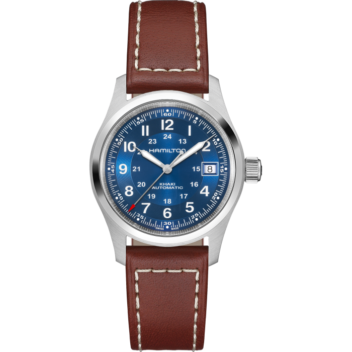 38mm Khaki Field Auto Watch with Blue Dial in Stainless Steel, Strap
