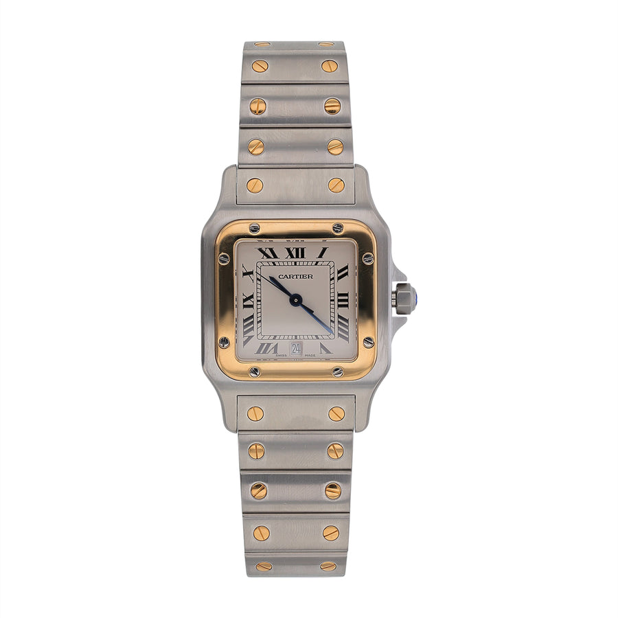 29mm x 41mm Cartier Santos Galbée Watch White Dial in Stainless Steel and Gold