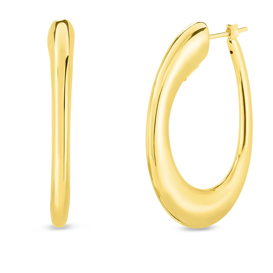 Oro Classic Oval Hoop Earrings in 18K Yellow Gold