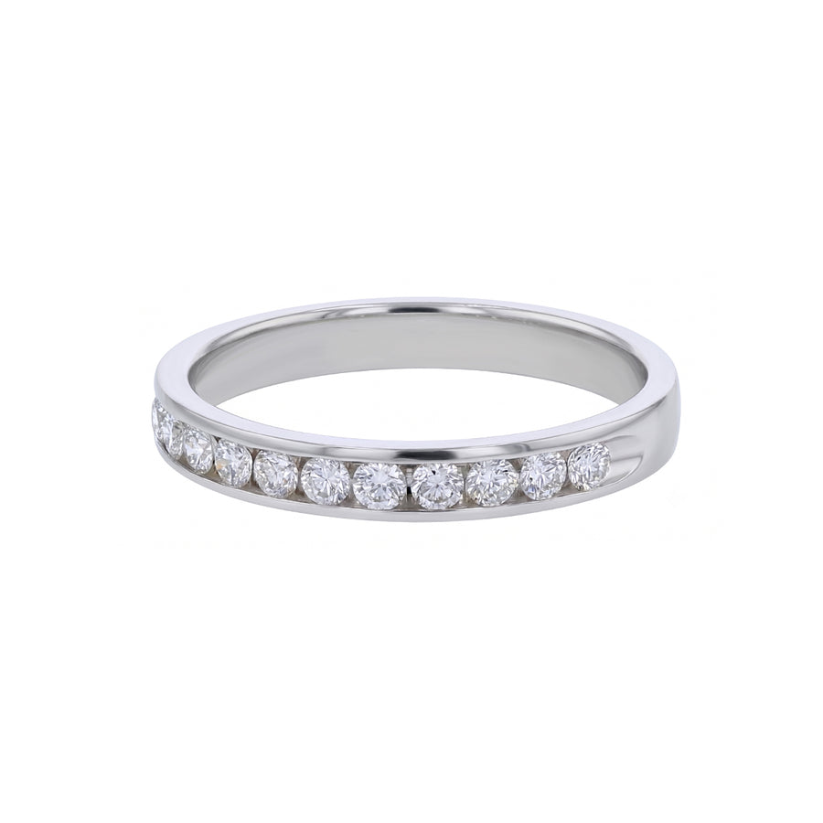 0.22ct Diamond Channel Set Partway Wedding Band in 14K White Gold, size 6