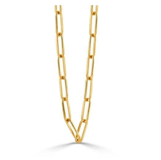 Paperclip Link Chain in 18k Yellow Gold, 18in