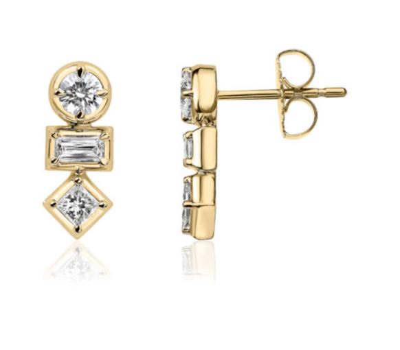 Love Luxe 0.96ct Crisscut L'amour Diamond Drop Earrings in 14K Yellow Gold