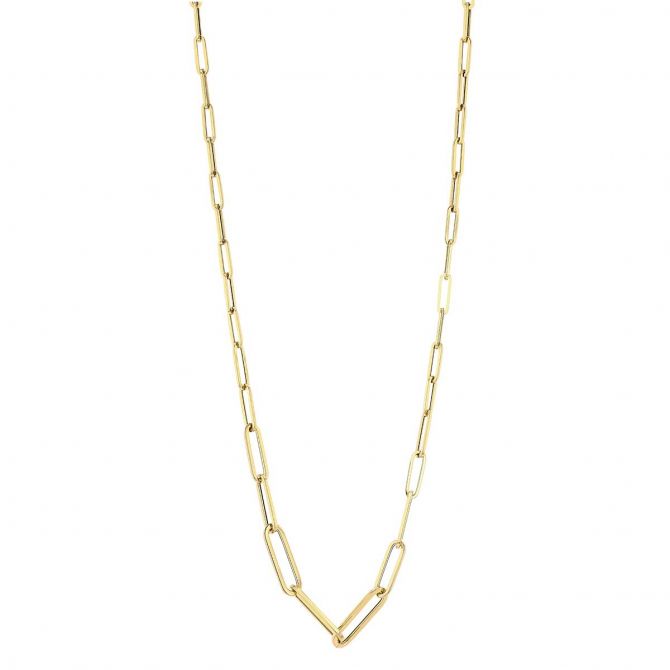 Classic Oro Graduated Paperclip Link Chain Necklace in 18K Yellow Gold, 17"