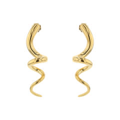 Designer Gold Large Spiral Earrings in 18K Yellow Gold