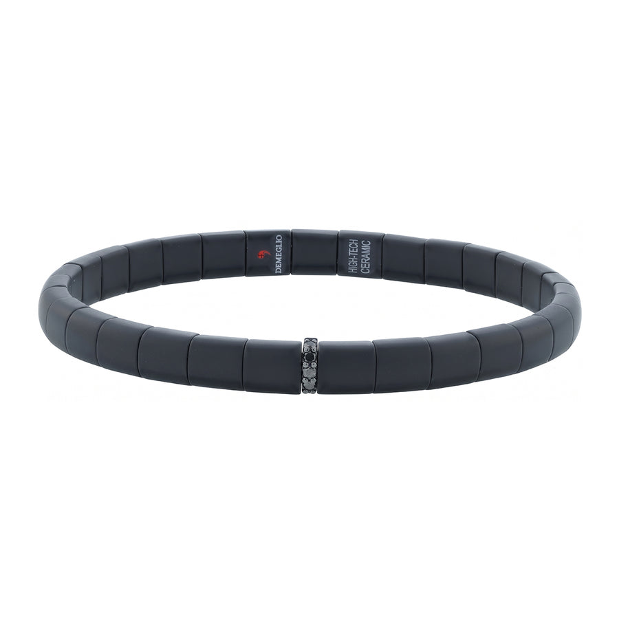 Pura Men's 0.07ct Black Diamond Matte Station Bracelet in 18K White Gold and Black Ceramic