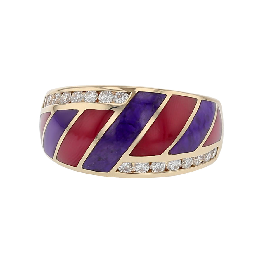 Multi Gemstone and Diamond Asch Grossbardt Ring in 14K Yellow Gold, size 6.25