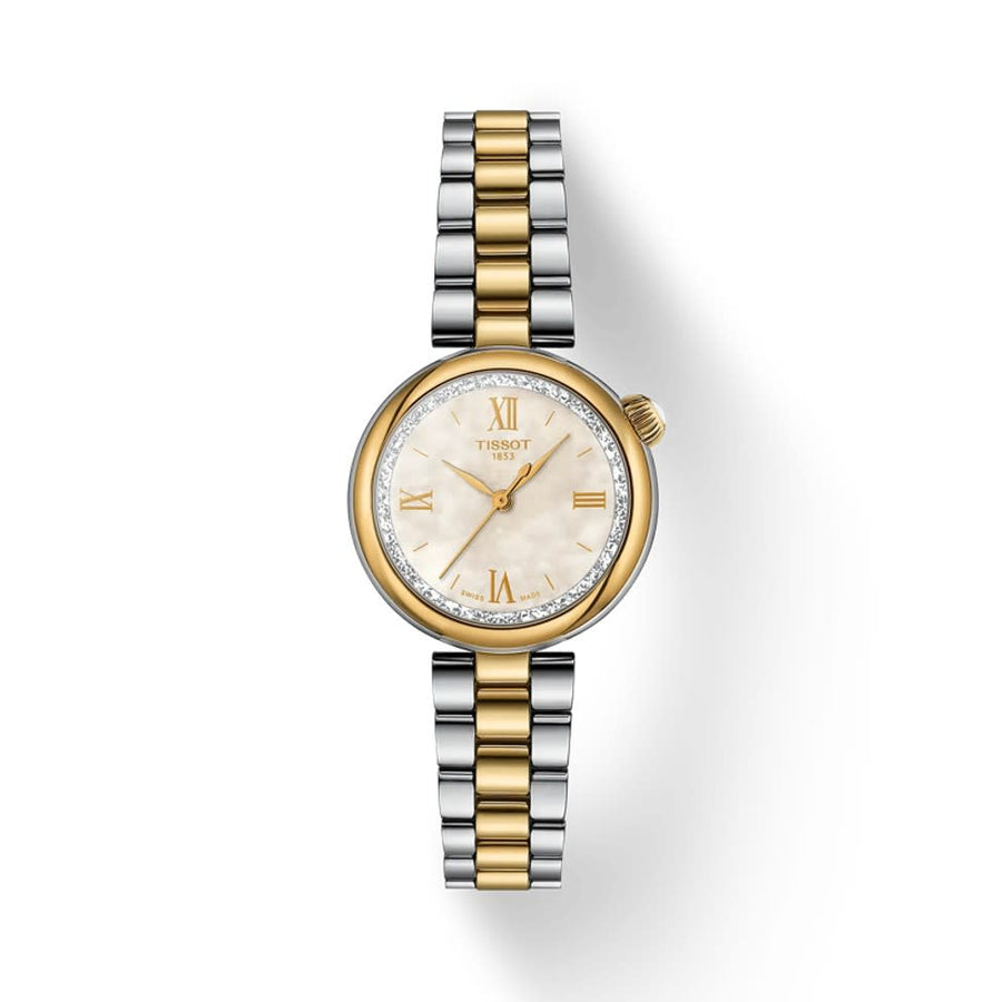 28mm Desir Quartz Watch with Mother of Pearl Dial in Stainless Steel with Yellow Gold PVD, Bracelet
