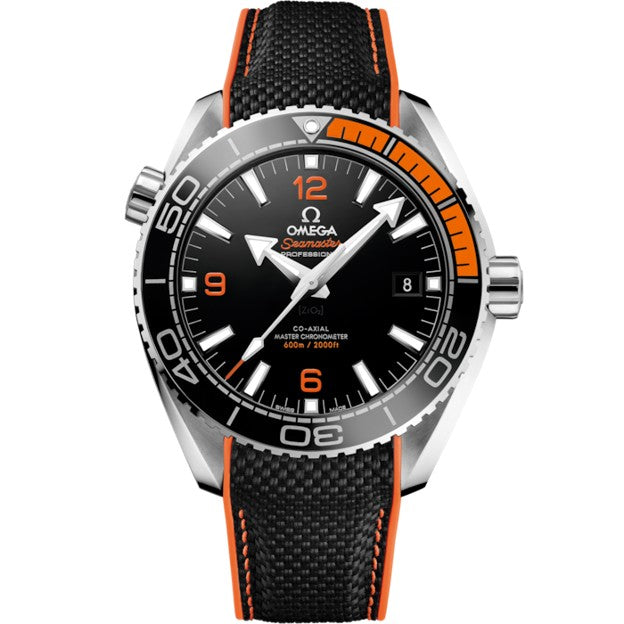 43.5mm Seamaster Planet Ocean 600M Watch with Black Dial in Stainless Steel, Strap