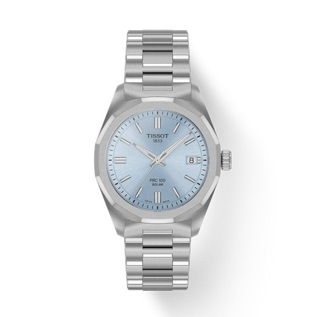 34mm PRC 100 Solar Watch with Ice Blue Dial in Stainless Steel, Bracelet