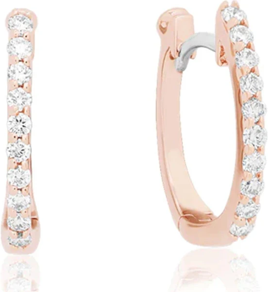 Perfect Diamond 0.70ct Diamond Huggie Hoops in 18K Rose Gold