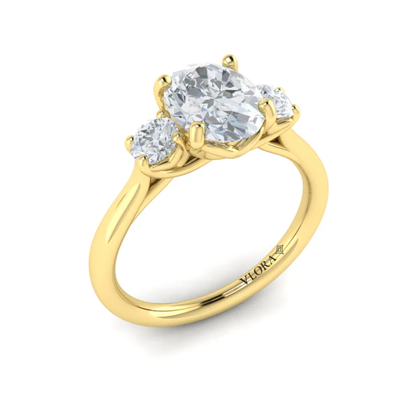 Tapestry 0.40ct Diamond Three Stone Ring Semi Mount in 18K Yellow Gold for 1.50ct Round Center, size 6.5