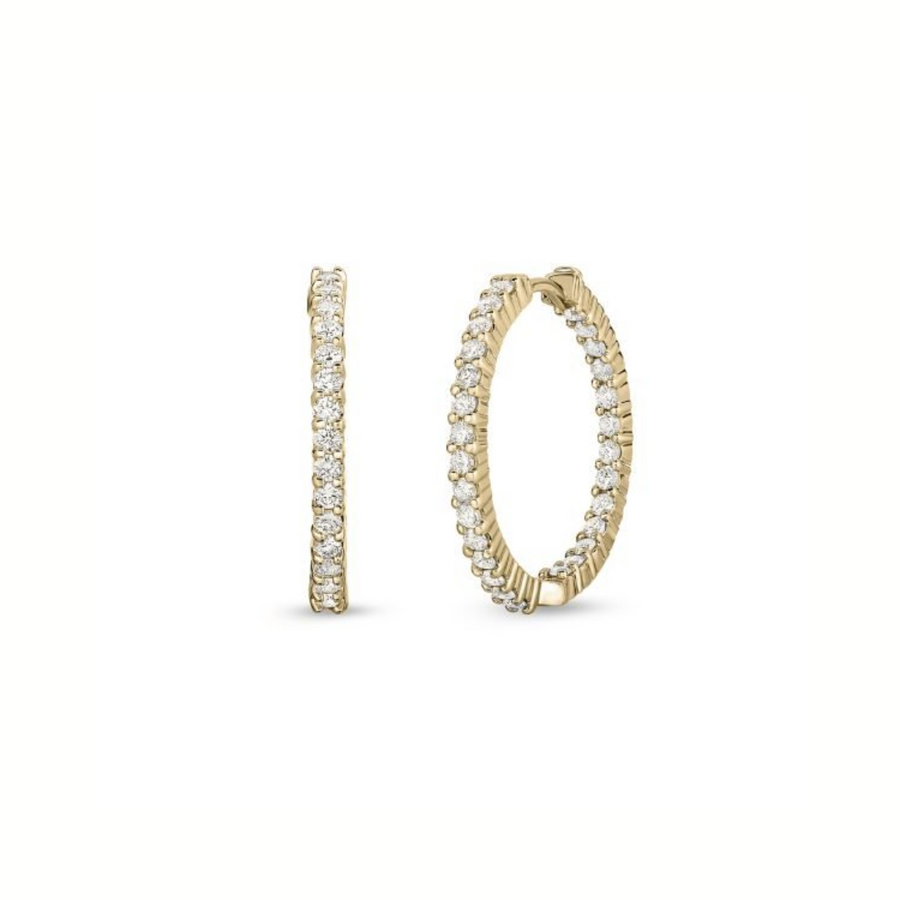 Perfect 0.56ct Diamond 25mm Hoop Earrings in 18K Yellow Gold