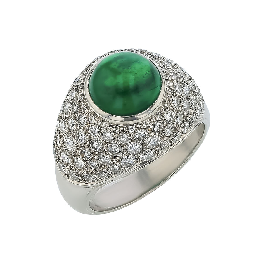 3.69ct Colombian Emerald and 3.00ct Diamond Ring in Platinum, Size 7