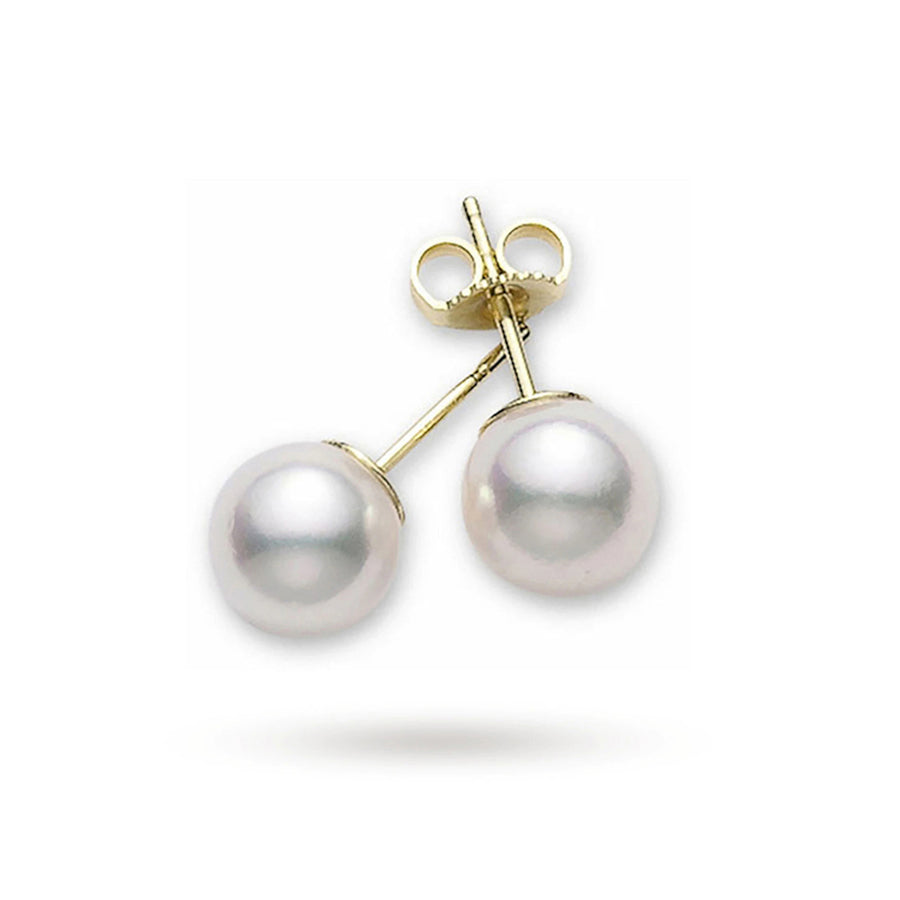 18K YELLOW GOLD 7-7.5MM AA PEARLS STUD EARRINGS