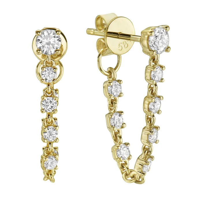 0.64ct Diamond Inside Out Dangle Earrings in 14K Yellow Gold