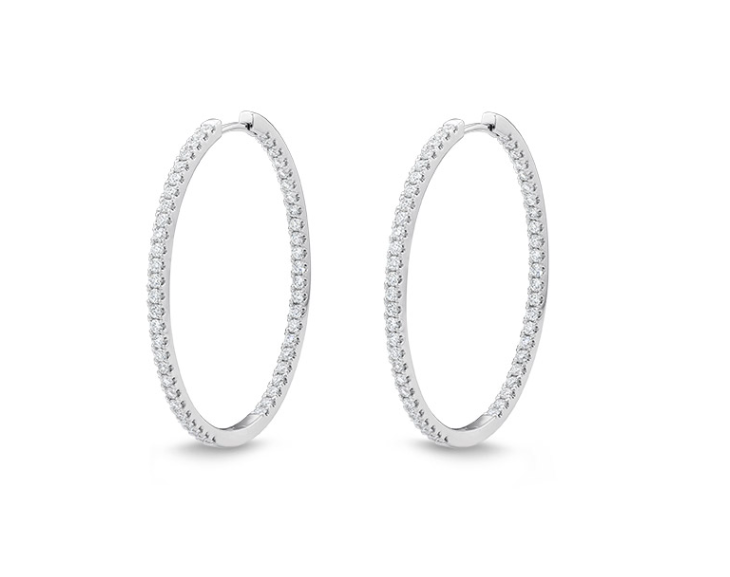 0.70-0.78ct Diamond GH/SI Oval Hoop Earrings in 18K White Gold