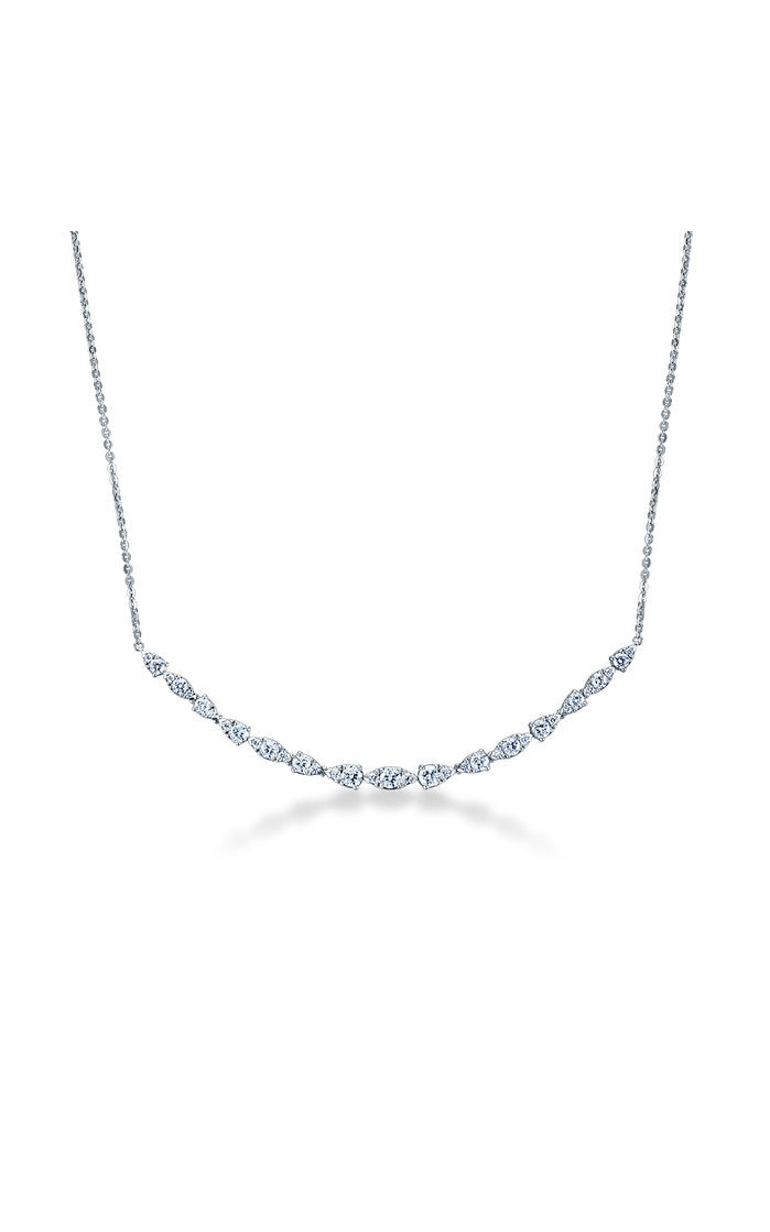 Aerial 1.47-1.54ct Diamond Medium Dewdrop Necklace in 18K White Gold, 18"