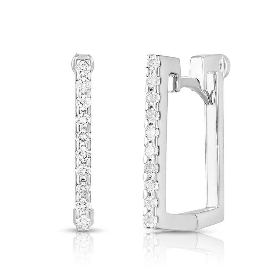 0.19 Diamond Classic Square Earrings in 18 White Gold