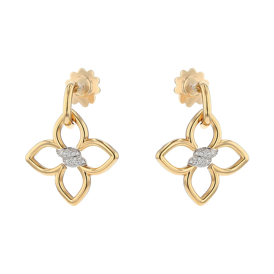 Cialoma 0.15ct Diamond Flower Earring in 18K Yellow and White Gold