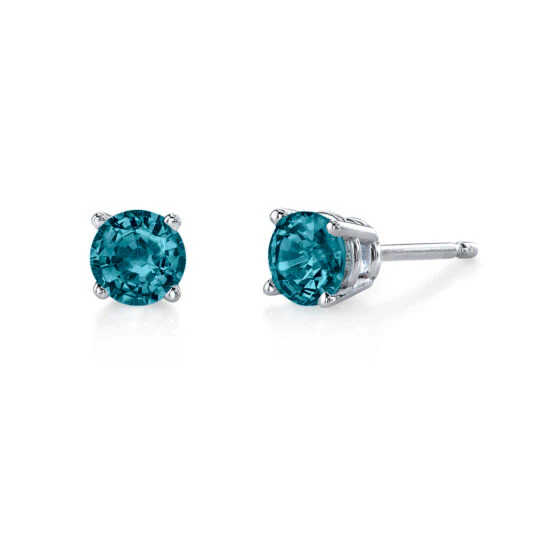 1.28ct London Blue topaz Basket Stud Earrings in 14K White Gold