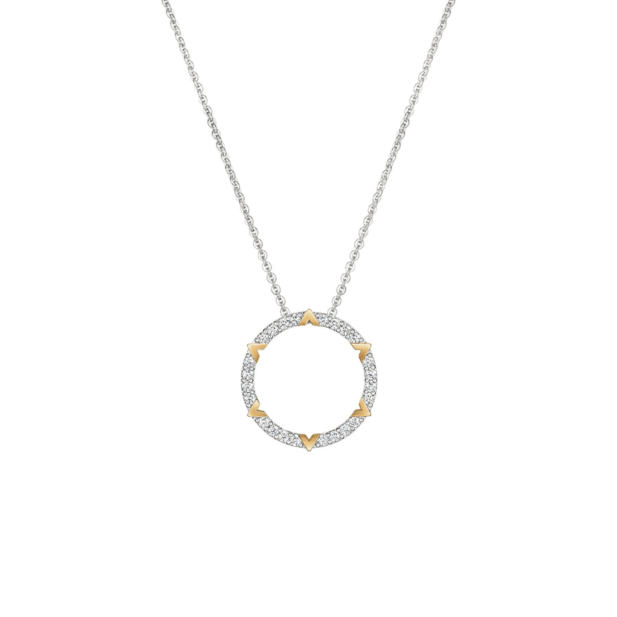 Copley 0.53ct Diamond Circle Pendant in 18K White and Yellow Gold, 18"