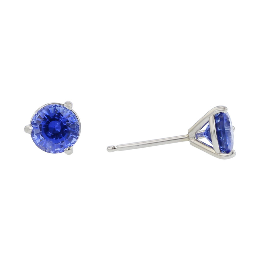 1.77ct Round Sapphire Stud Earrings, in 18k White Gold