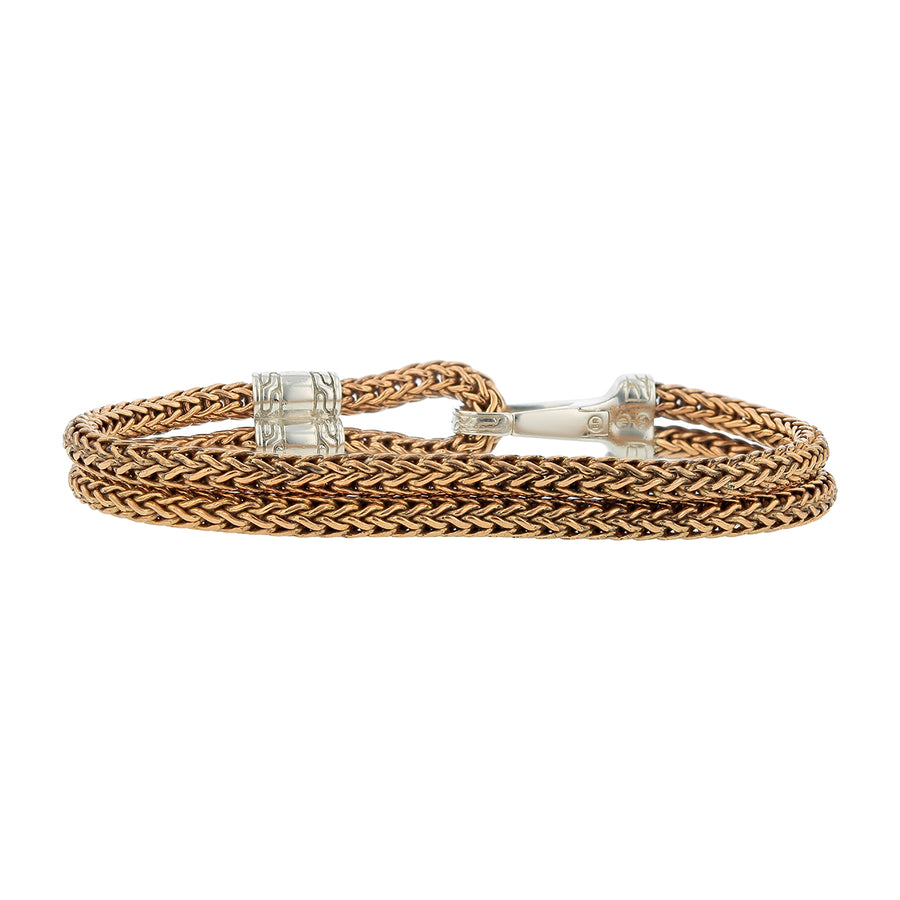 John Hardy Bronze Double Row Wheat Chain Bracelet in Sterling Silver