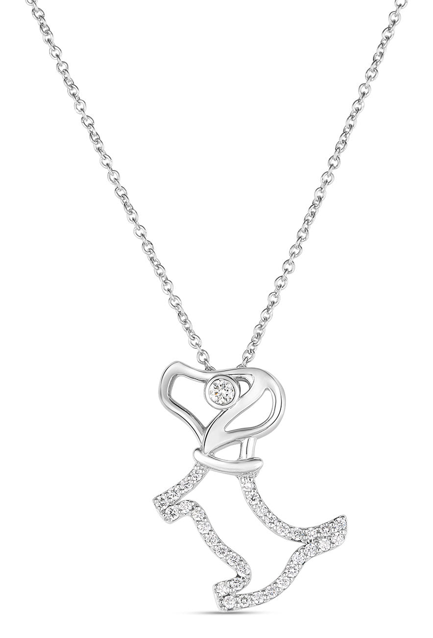 Tiny Treasures 0.09ct Diamond Scottie Dog Pendant in 18K White Gold, 18" chain
