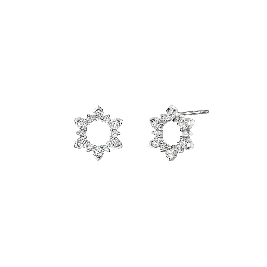 Aerial 0.51ct Diamond Small Sunburst Stud Earrings in 18K White Gold