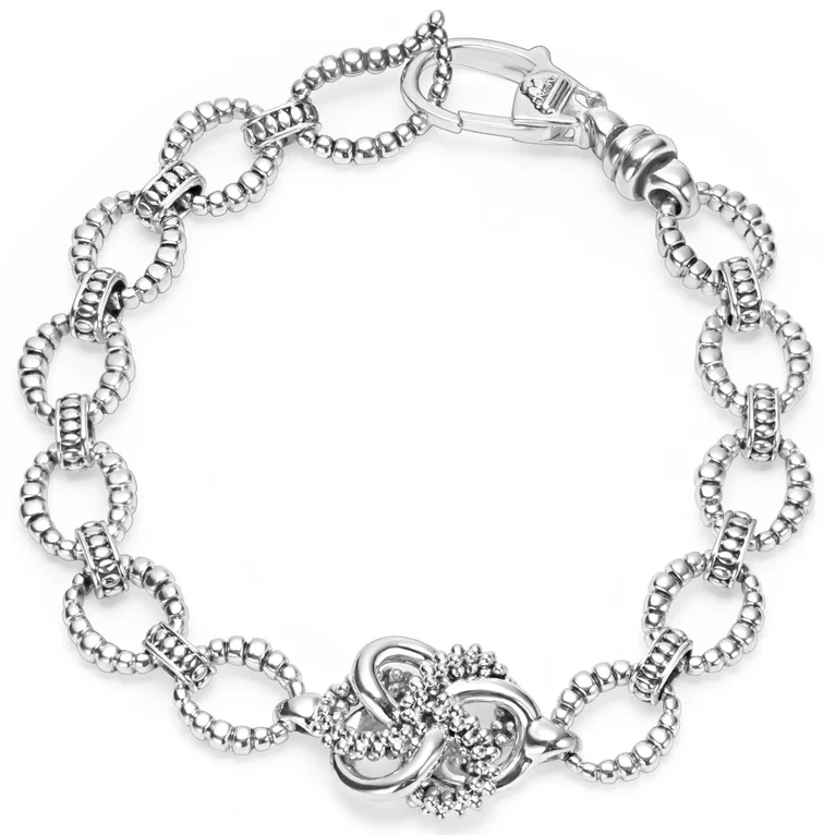 Love Knot 10mm Bracelet in Sterling Silver with Lobster Clasp, size 7