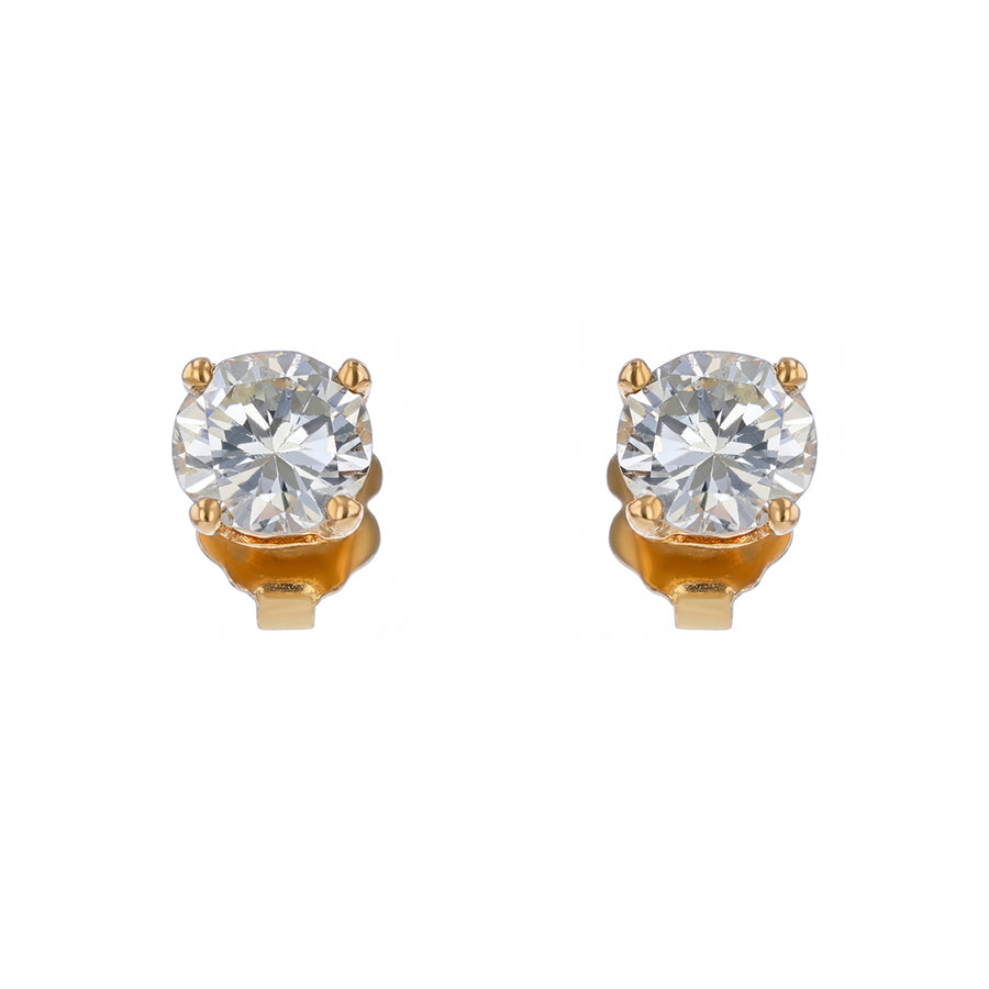 1.30ct Diamond 4 Prong Stud Earrings in 14K Yellow Gold