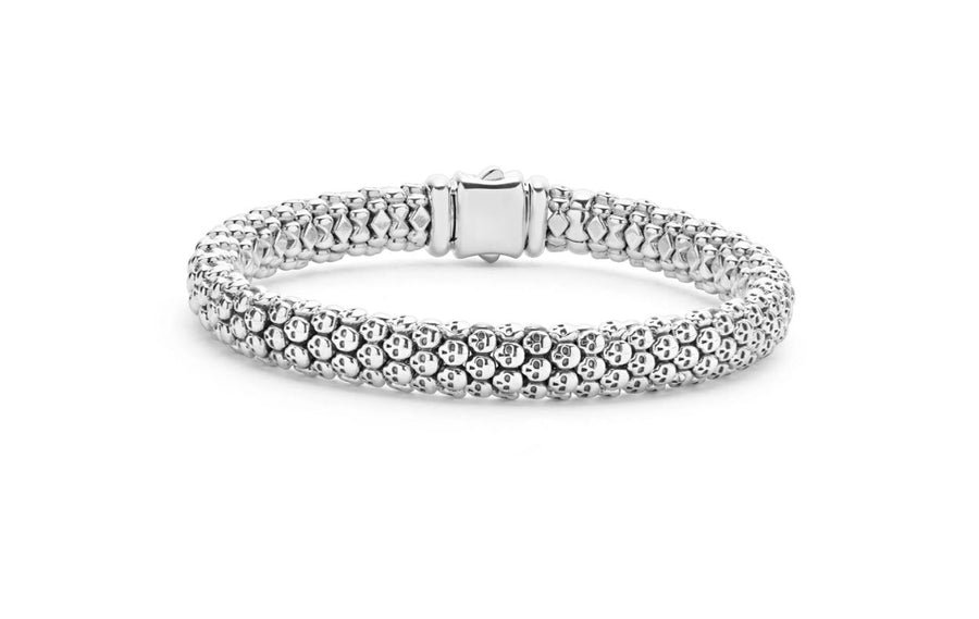 Anthem Caviar Skull Rope Bracelet in Sterling Silver, Size 7