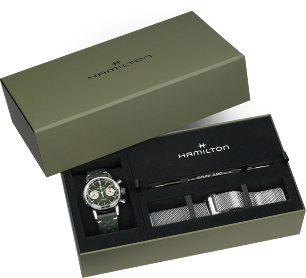 40mm American Classic Intra-Matic Chronograph Watch Bundle with Green Dial in Stainless Steel, Strap