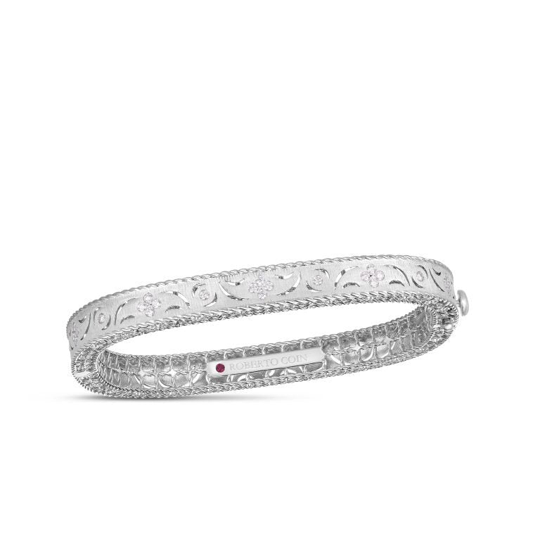 Princess 0.34ct Diamond Bangle Bracelet in 18K White Gold