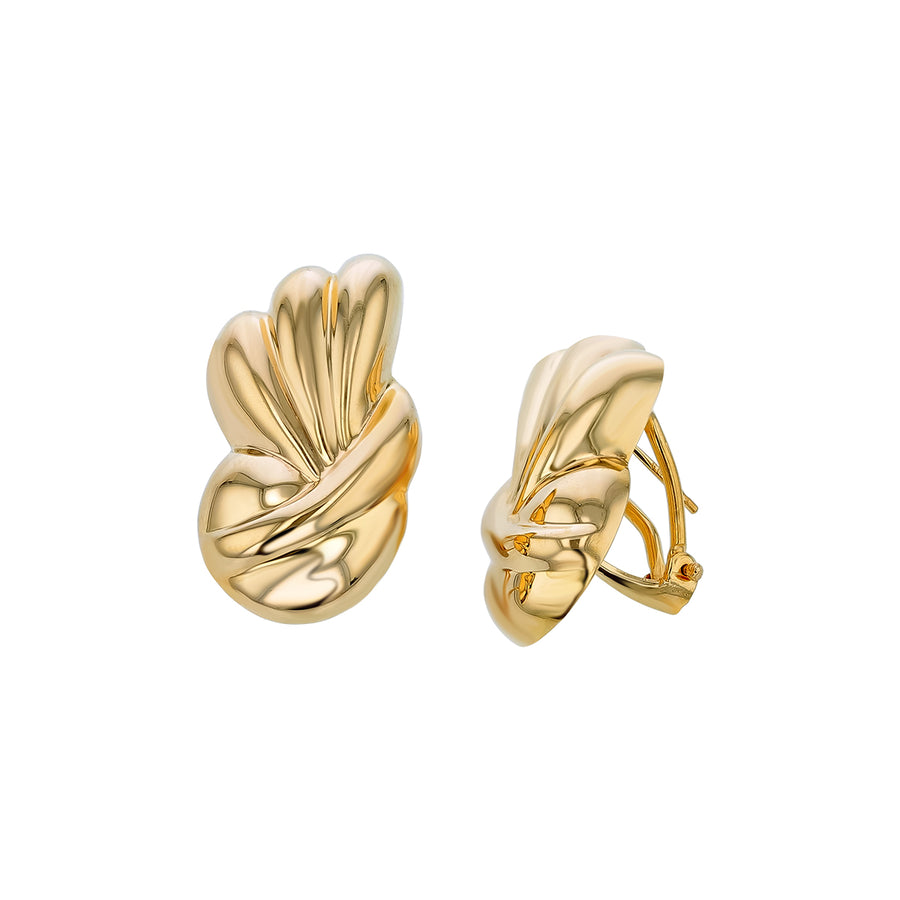 Sweepback Earrings in 14K Yellow Gold with Peirced Clipbacks