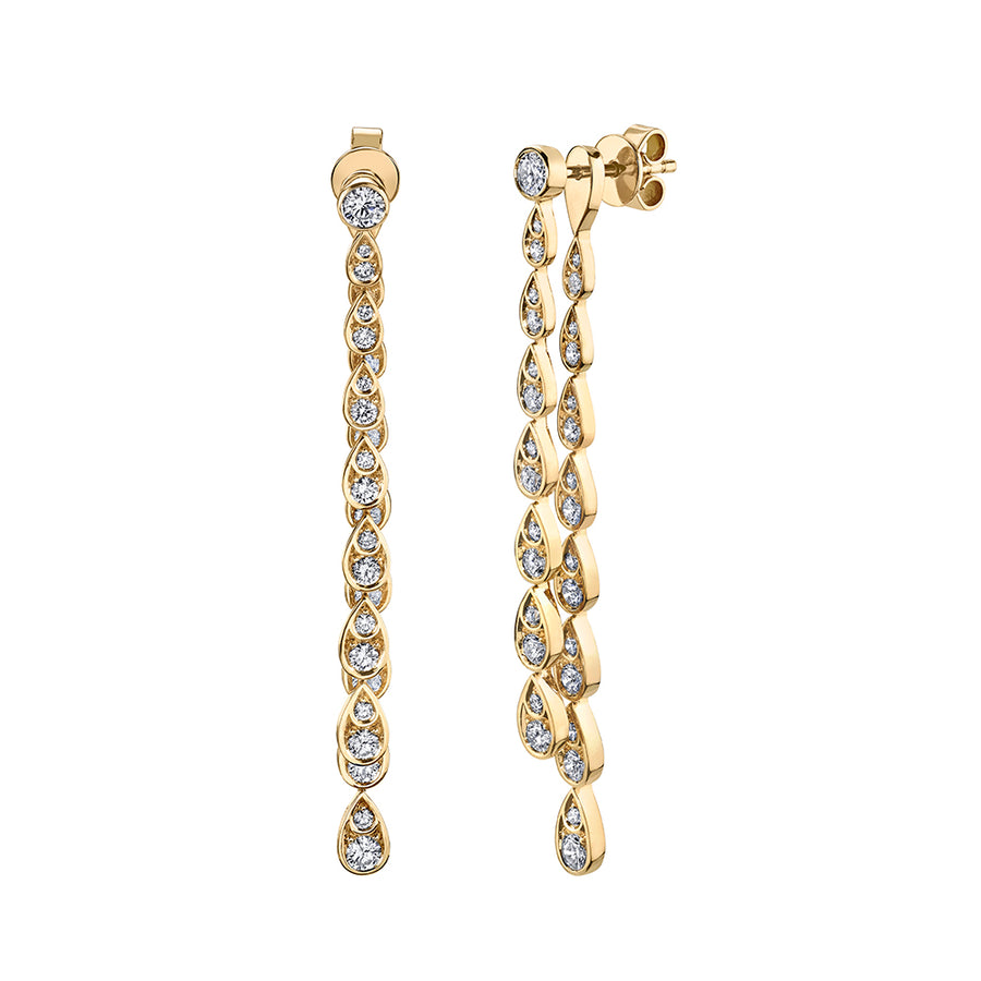 Scallop 1.99ct Diamond Artisan Pave Drop Earrings in 18K Yellow Gold