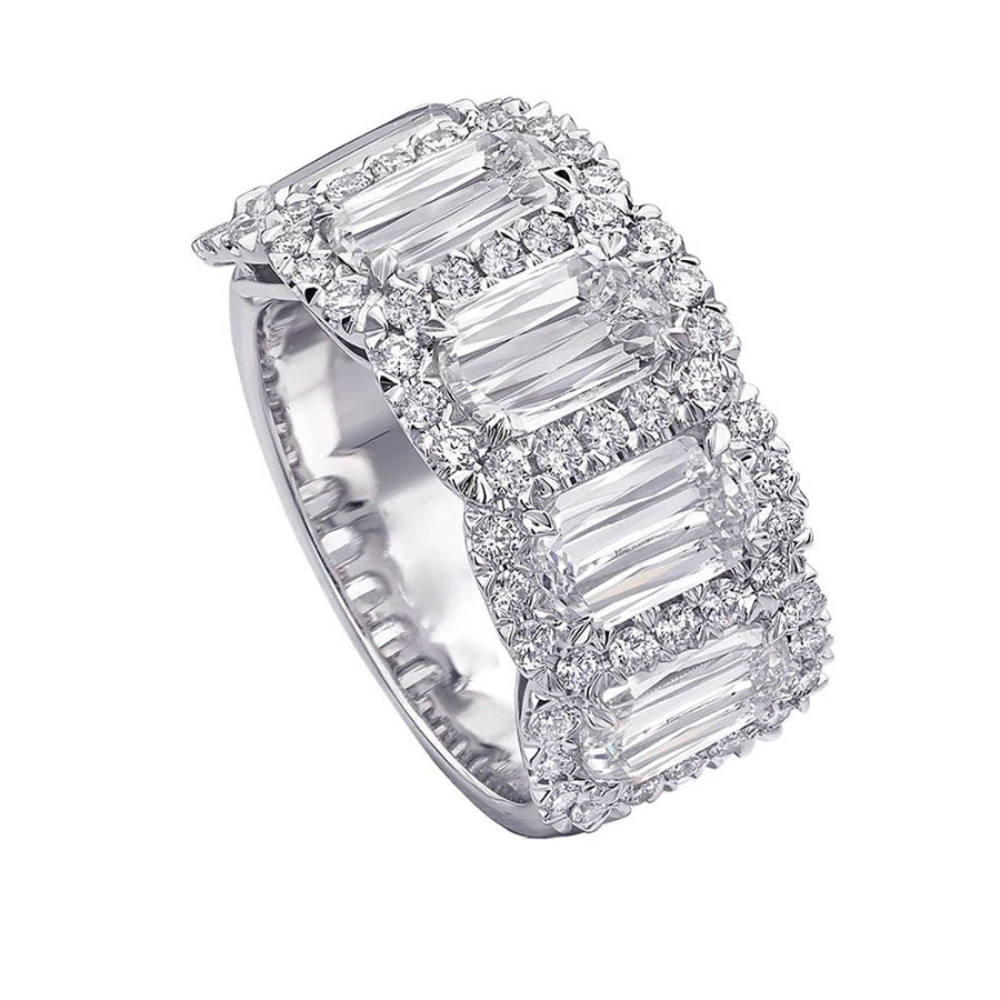 Crisscut Diamond Halo Wedding Band