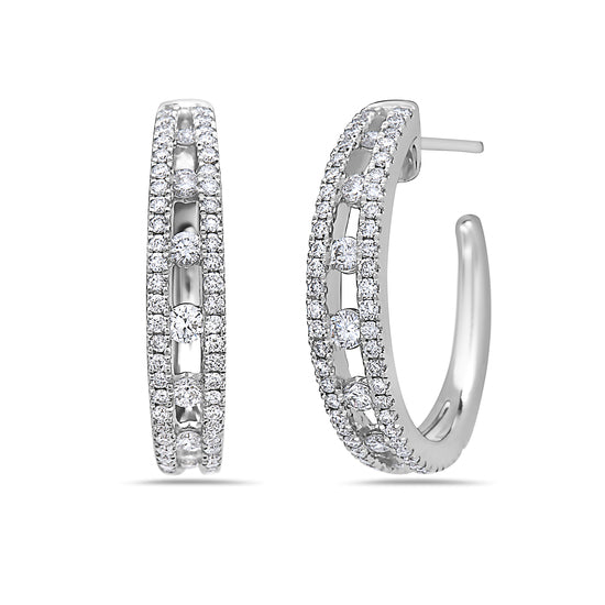 Precious Pastel 0.93ct Diamond Hoop Earrings in 18K White Gold