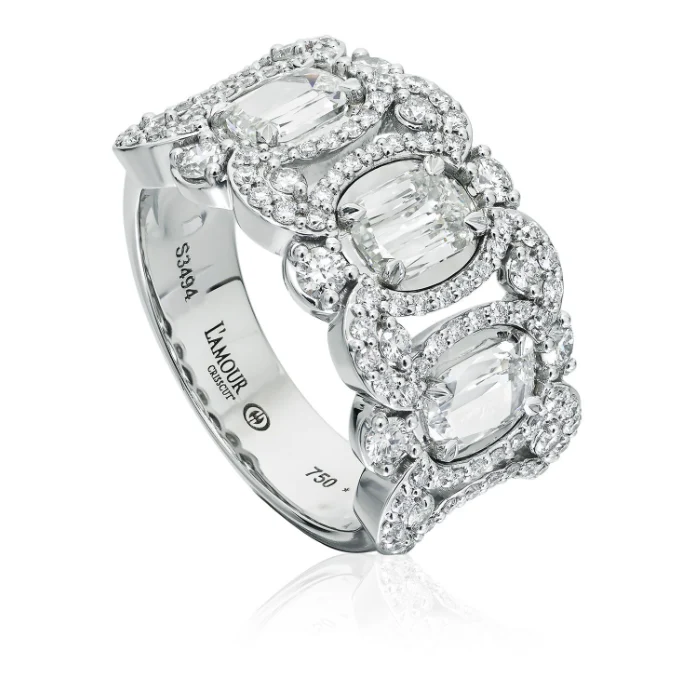 0.60ct Crisscut L'amour Diamond and 0.53ct Diamond Ring in 14K White Gold, size 6