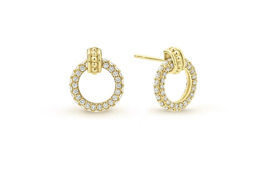 Meridian 0.48ct Diamond 10mm Circle Drop Earrings in 18K Yellow Gold