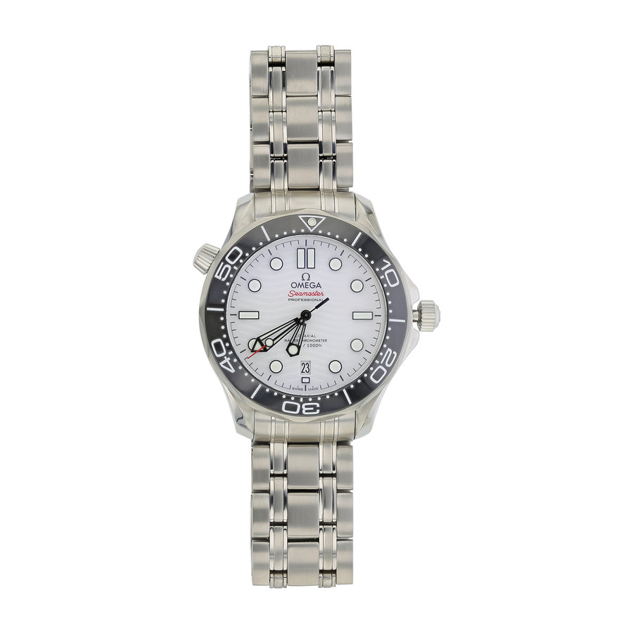 42mm Omega Seamaster Diver 300 Watch with White Dial in Stainless Steel, Bracelet