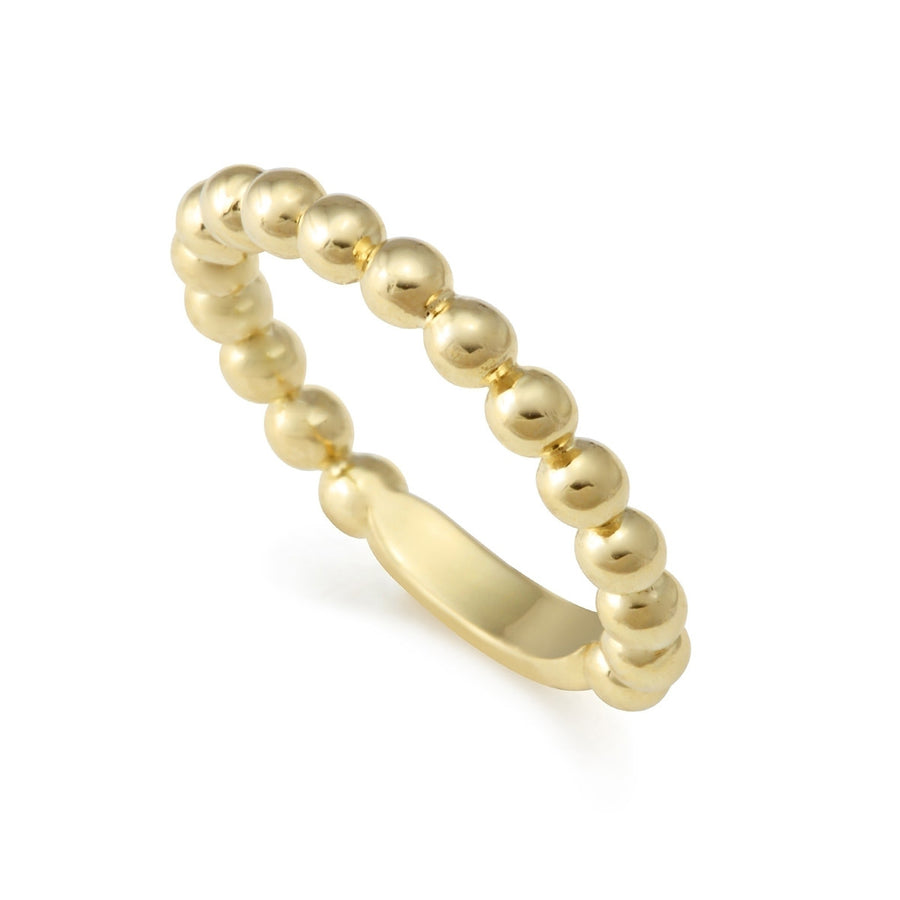 Caviar Gold 3mm Bead Stackable Ring in 18K Yellow Gold, size 7