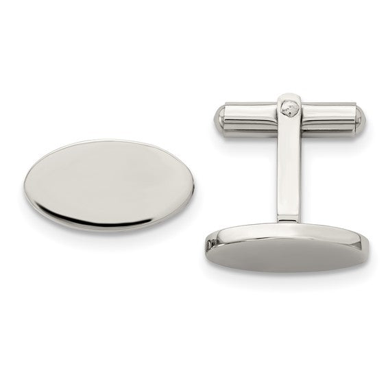 Polished Oval Cufflinks in Stainless Steel